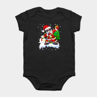 Funny Christmas Lights Dabbing Santa Snowman Xmas Dab Dance Santa Baby Bodysuit